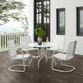 Claustro Outdoor Dining Set, White Gloss & White Satin - Dining Table & 4 Chairs - 5 Piece CL3039238